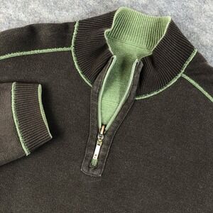 Tommy Bahama Men's XL Brown Quarter Zip Sweater Palm Tree Logo